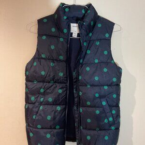 Gap Kids Navy Polka Dot Puffer Vest – Girls Size 14 / XL